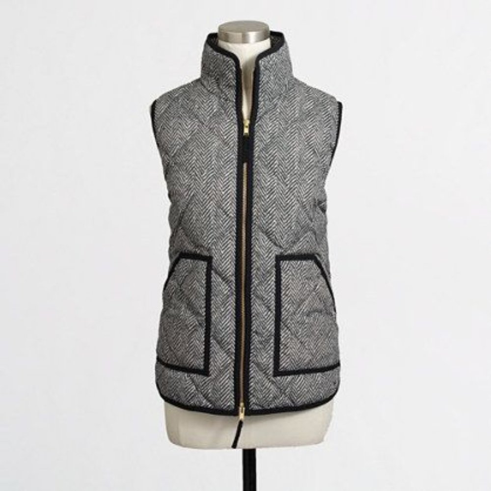 J CREW HERRINGBONE Excursion Puffer Jacket Vest